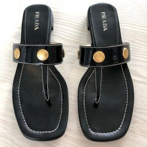 Prada Patent Thong Sandals